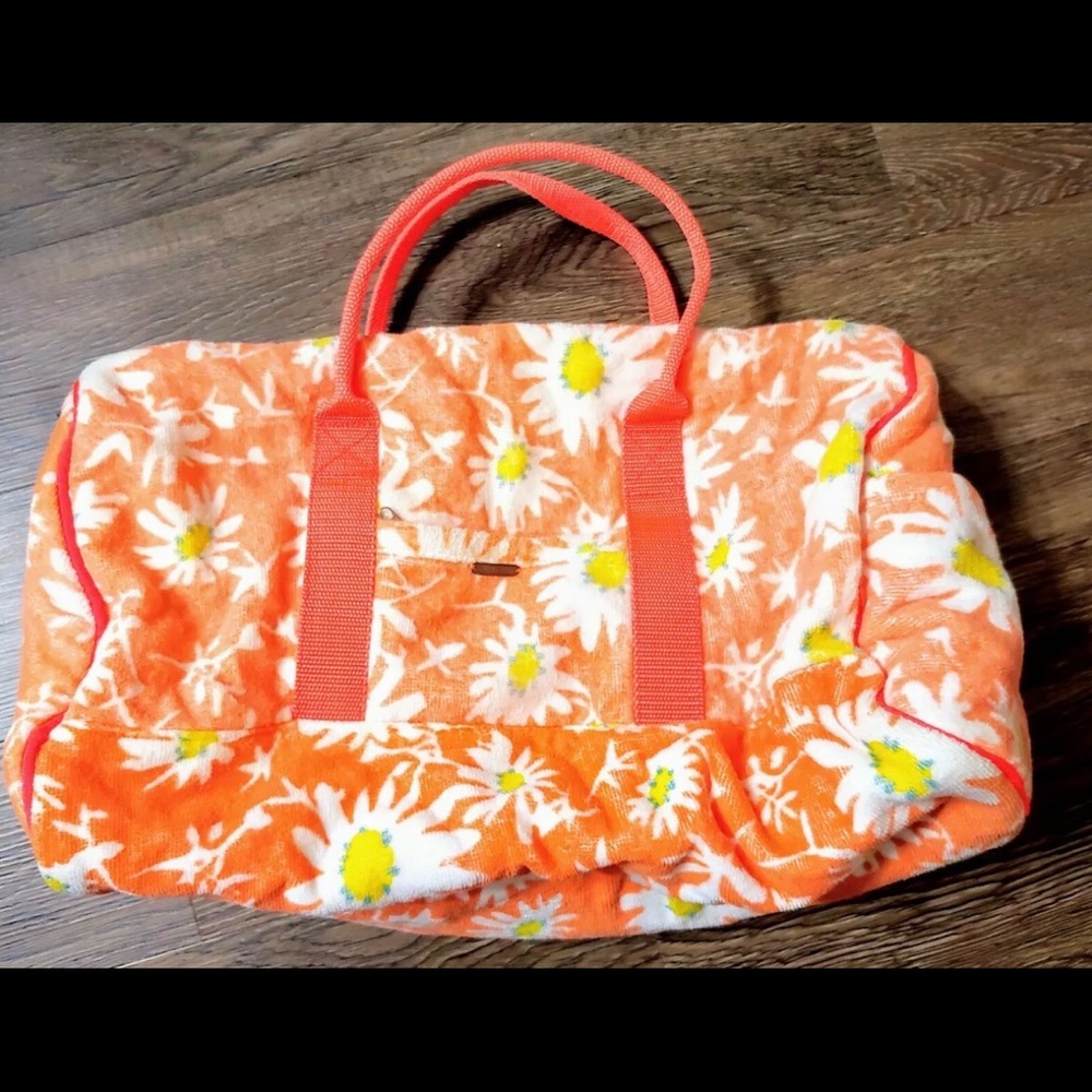 Free People Orange Daisies Duffle Overnight Bag